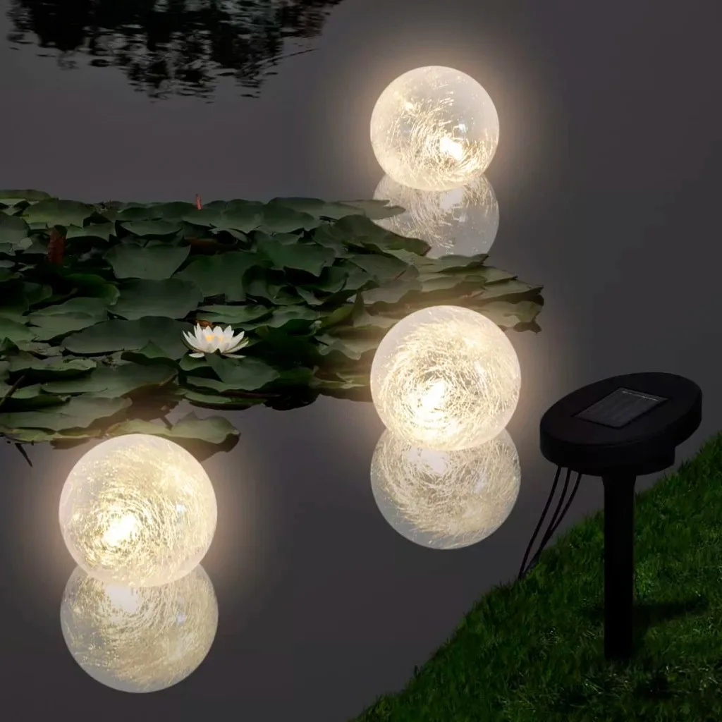 

VidaXL 3 Pc Waterproof Floating Ball Solar Light With A Solar Panel Durable Outdoor Light Suitable For Pool Pond Fountain