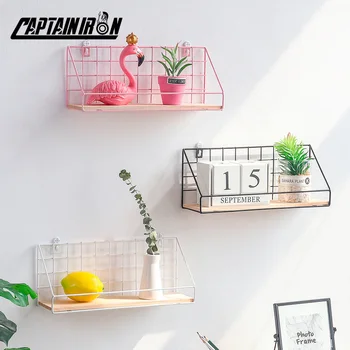 

CAPTAINIRON Wall Hanging Decorative Shelf Iron Home Storage Shelf for Housekeeper Metal Organizer Scandinavian Style Home Decor