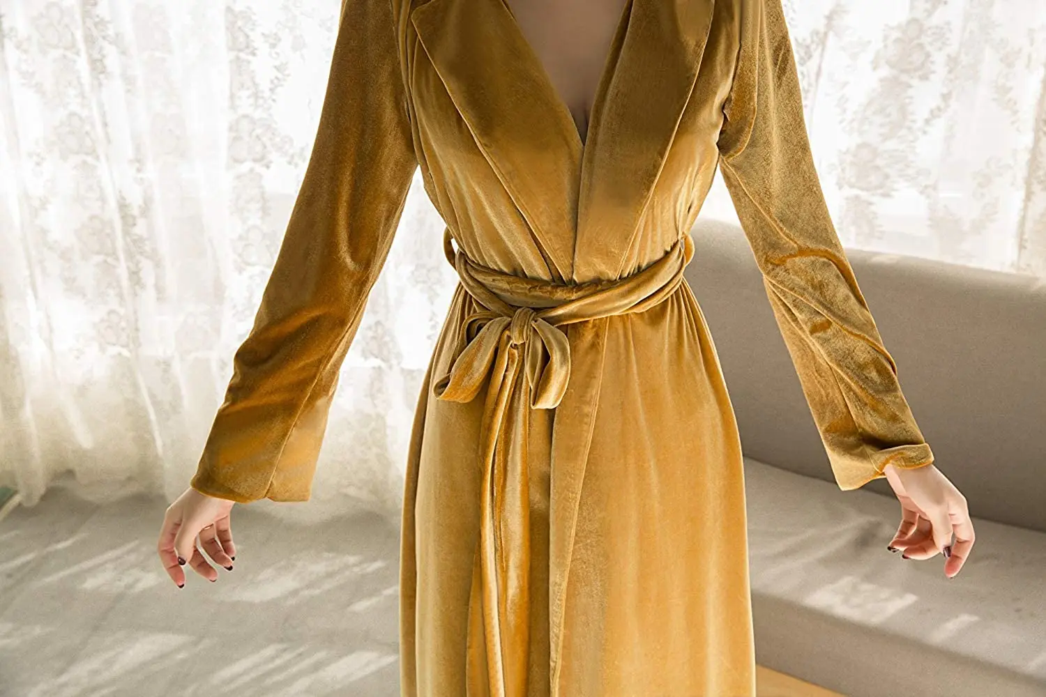 Terracotta Night Dress Crushed Velvet Crossover Robe Kimono - Handicraft  Palace
