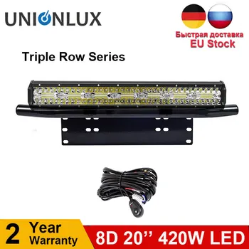 

Triple row 20inch 420w Offroad led light bar + 23" bull bar front bumper license plate Mount bracket For 4wd trucks tractor suv