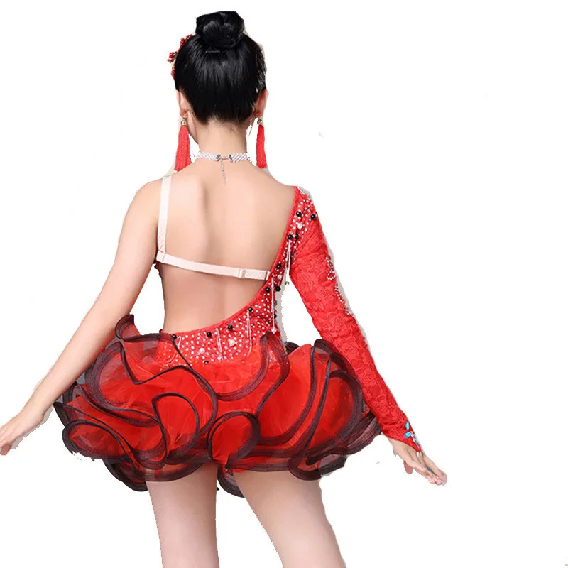 Детское профессиональное платье для латинских танцев с кисточками, современная одежда для выступлений, костюмы для латинских танцев