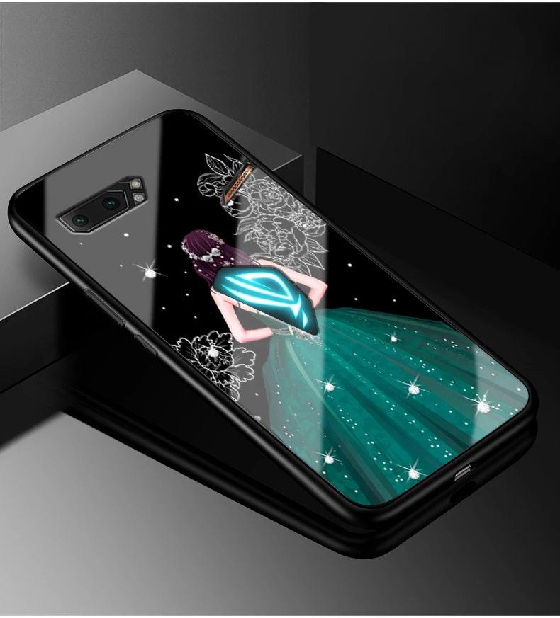 Для Asus ROG Phone II ZS660KL чехол силиконовый бампер жесткая стеклянная задняя крышка для Asus ROG Phone 2 ZS660KL Gaming Phone2