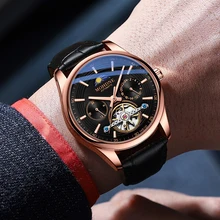 MOHDNE relojes impermeables de estilo británico para hombre, pulsera con espejo de cristal recubierto Unisex, mecánicos, automáticos, tallados en hueco