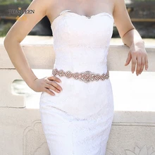 TOPQUEEN S161-RG стразы, пояс для свадебного платья, пояс для невесты, розовое золото, Роскошный пояс для невесты с кристаллами и бриллиантами