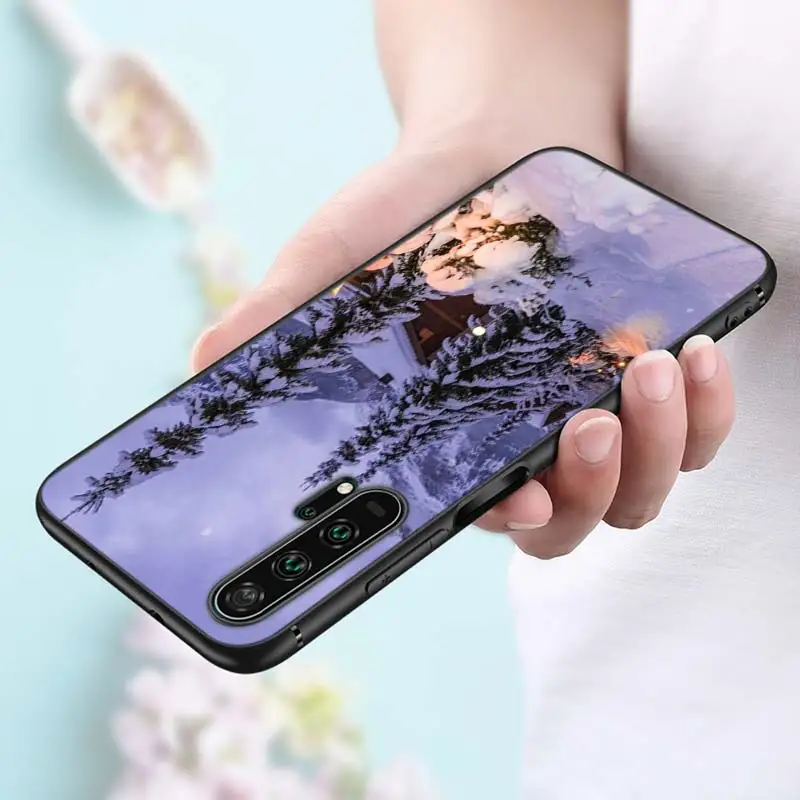 Черный силиконовый чехол пейзаж зимний светильник снег для huawei Honor 10i 9X8X20 10 9 Lite 8 8A 7A 7C Pro Lite чехол для телефона