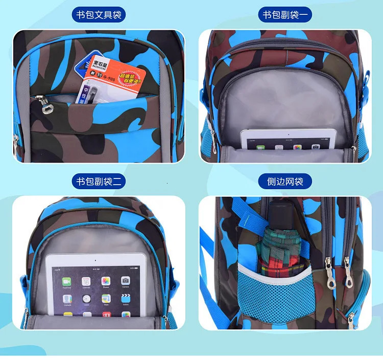 school children backpacks kids Camouflage Waterproof bag boys Primary school backpacks Schoolbags kids Satchel mochila infantil