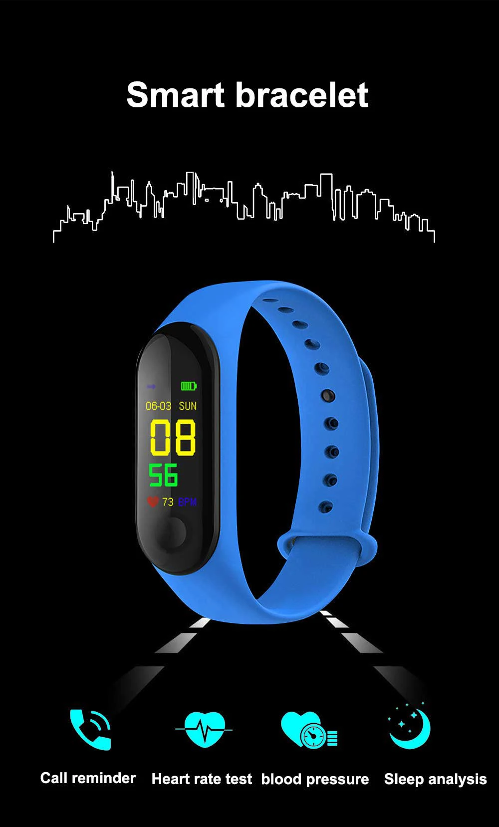 M3 Plus Sports SmartWatch Heart Rate Blood Pressure Monitoring Waterproof Smart Bracelet Men's Women's Multi-function Watches