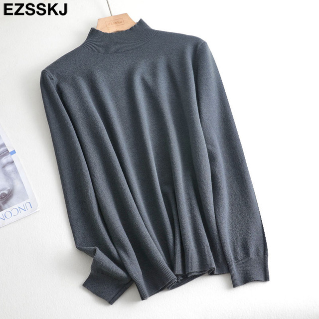 Loose soft solid color turtleneck Sweater Pullover Women Casual Long Sleeve chic bottom Sweater Female Jumpers top