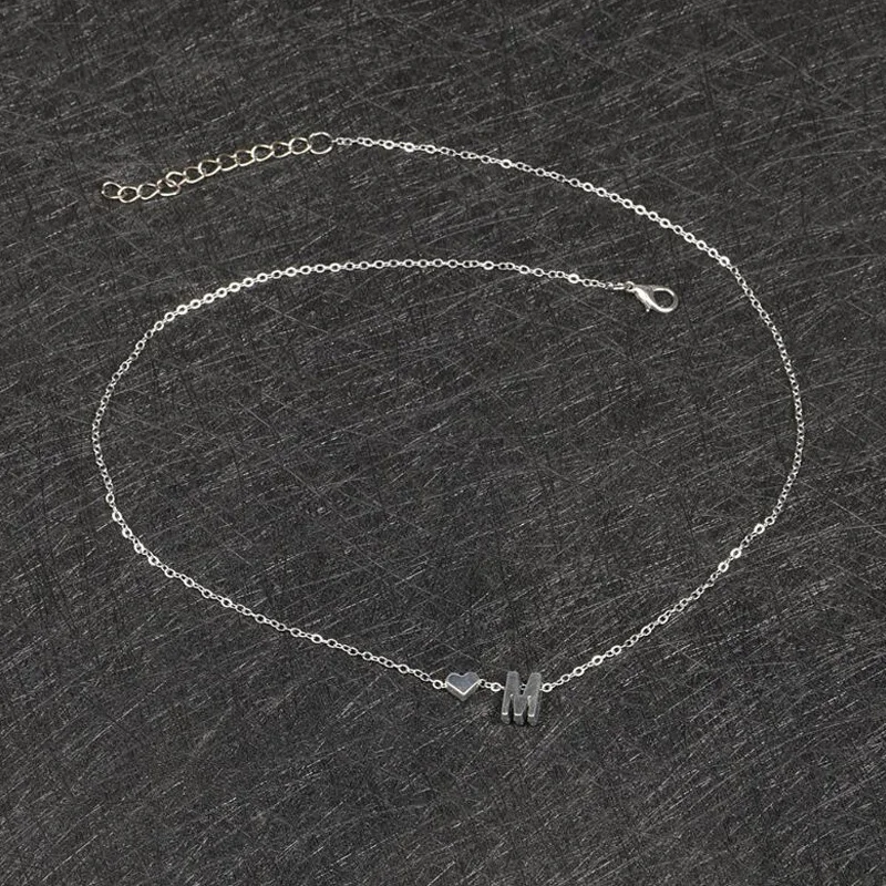 Fashion Tiny Heart Initial Necklace Personalize Letter Name Choker Necklace For Women Alphabet Pendant Jewelry Accessories Gift Fashion Tiny Heart Initial Necklace Personalize Letter Name Choker Necklace For Women Alphabet Pendant Jewelry Accessories Gift