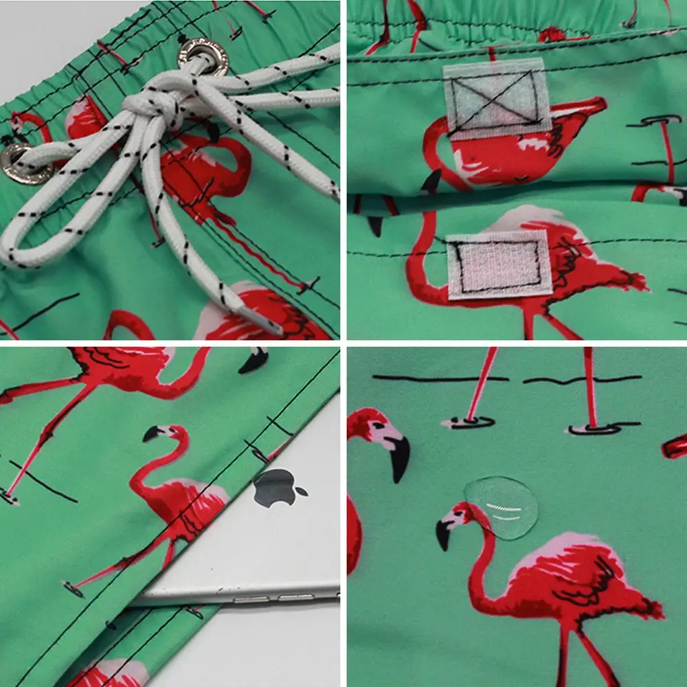 Aimpact Mens Board Swim Hybrid Shorts Flamingo Quick Dry Summer Beach Fashion Surf Hawaii Mesh Lining Liner Water Trunks