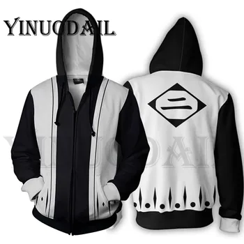 

Men and Women Zip Up Hoodies Anime Bleach Hoodie Soi Fon Squad 2 Captain 3d Sweatshirt Cosplay Costumes Harajuku Streetwear