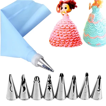 

SEAAN 10pcs/set Wedding Cake Decorating Icing Stainless Steel Russian Skirt Cake Nozzles Piping Tips Pastry Silicone Cake Bags