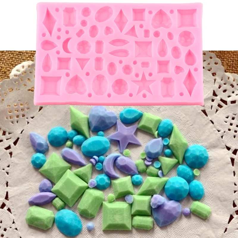 Gem Flower UV Resin Silicone Mold Fondant Chocolate Candy Crystal Clay Bake Tool