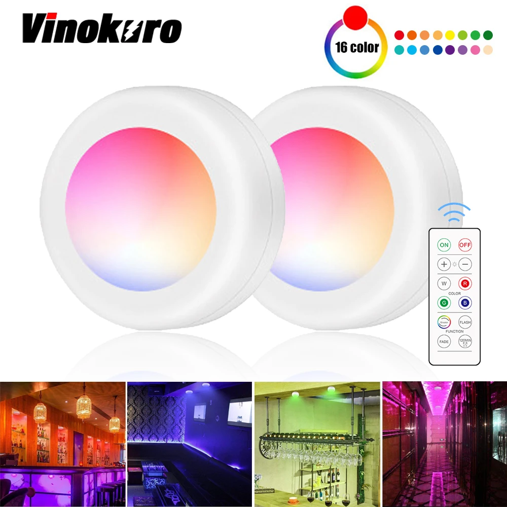 

Novel LED Night Light 16-color Remote Control Cabinet Lamp Dimmable Timing Bedroom Decoration Nightlight Using AAA Batteries