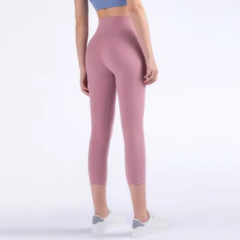 New Fashion Naked-feel Sport Fitness Capri Pants Solid Quick-drying Yoga Pants Push Up Gym Leggings Running Women Tight Leggings 6