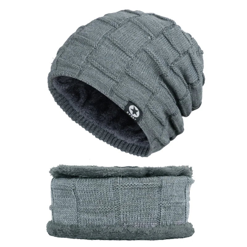 Мужская шапка бини зимняя шапка мужская модная зимняя в стиле бини шапка одноцветная Повседневная вязанные шапки-бобы Gorros осенние шапки для мужчин - Цвет: Gray-1
