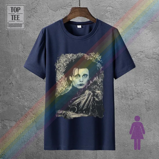 Edward Scissorhands T-Shirt Tim Burton Johnny Depp Goth Punk Film New Cool Tee Shirt 0139867-Navy Blue
