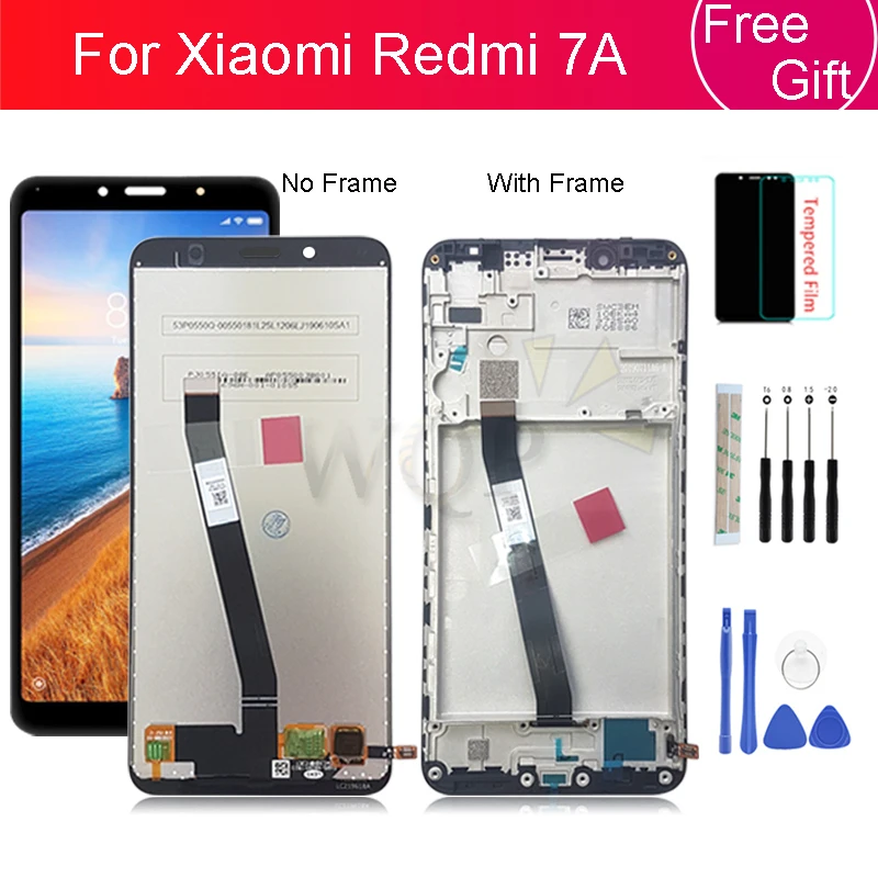 Для Xiaomi Redmi 7A ЖК-дисплей с рамкой, панель экрана, дигитайзер, сборка, запасные части, 5,45"