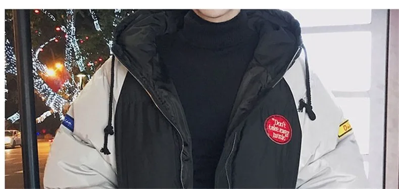 Зимнее Мужское пальто, короткое, BF Harajuku-стиль, хлопковое пальто, корейский стиль, Модная студенческая куртка с хлопковой подкладкой, свободная, толстая, Cott