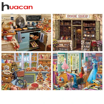 

Huacan 5D Diamond Painting Full Square Cartoon Diamond Embroidery Mosaic Shop Kits Art Home Decoration