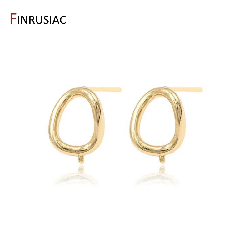 

Plated 14k Gold Earring Making Supplies 2020 Latest Design Oval Hollow Shape Stud Earrings Hook Jewellery Findings