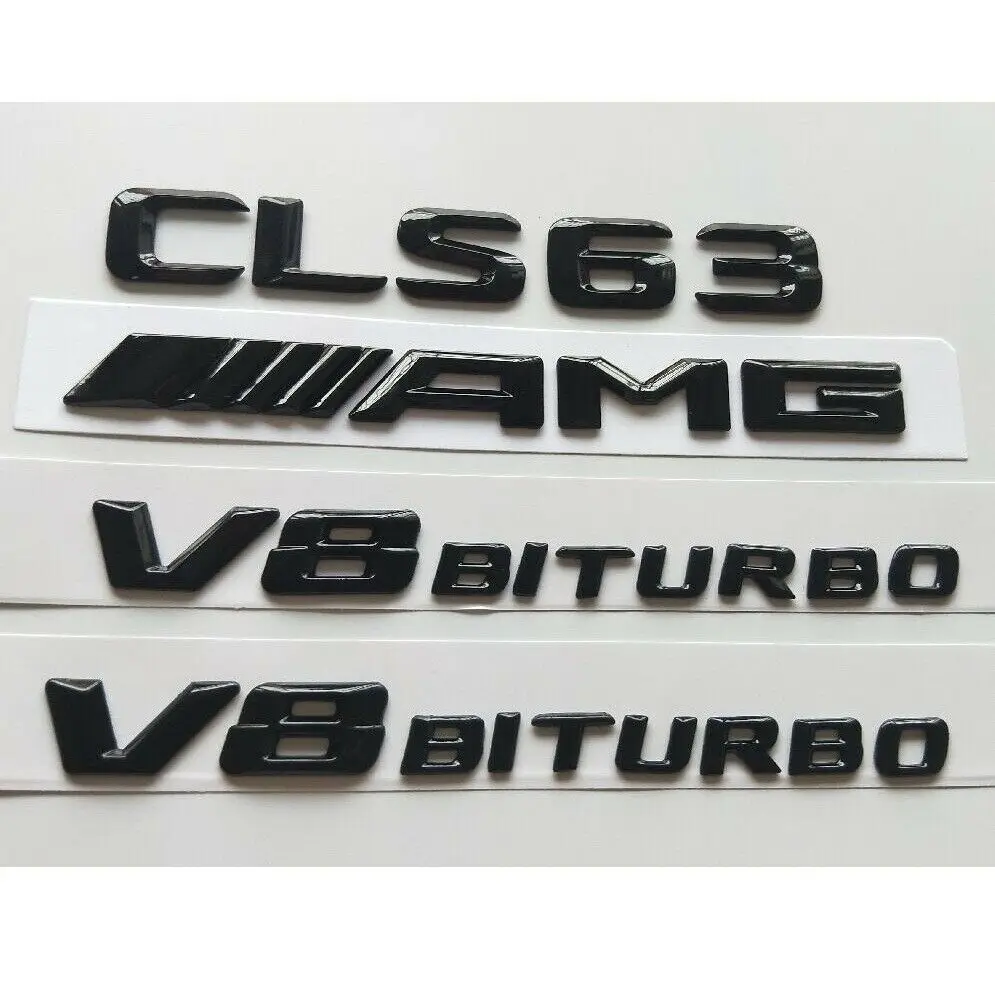 

Gloss Black 3D Letters CLS63 AMG V8 BITURBO Emblems Badges for Mercedes