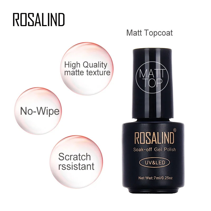 ROSALIND 7 мл матовое верхнее покрытие лак для ногтей Гель-лак Vernis полуперманентный впитывающий УФ-гель для ногтей