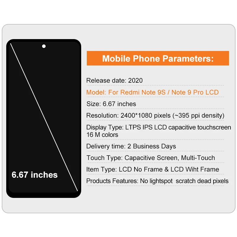 Original For Xiaomi Redmi Note 9 Pro LCD Display