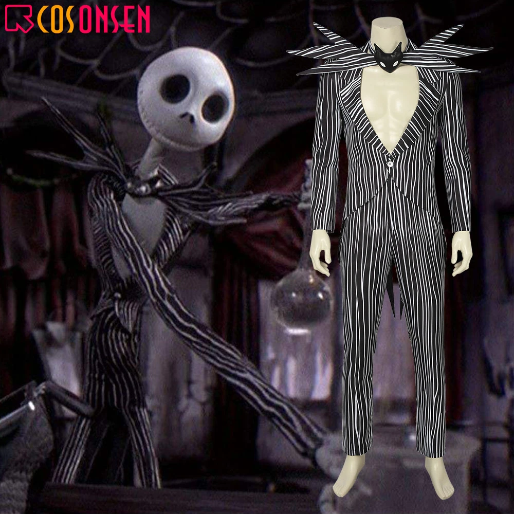 ampliar desayuno maestría Jack Skellington Disfraz de pesadilla antes de Navidad, disfraz de  Halloween, disfraz de rayas negras, Cosplay|Disfraces de películas y TV| -  AliExpress