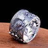 BOCAI 100% real S990 pure silver ring for female peony flower embossed Thai silver ring rich and fashionable woman rings ► Photo 3/6