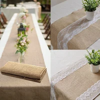 30cm Width Jute Linen Vintage Natural Table Runner Burlap Rustic Khaki Party Country Wedding Decoration Chair Decor 3