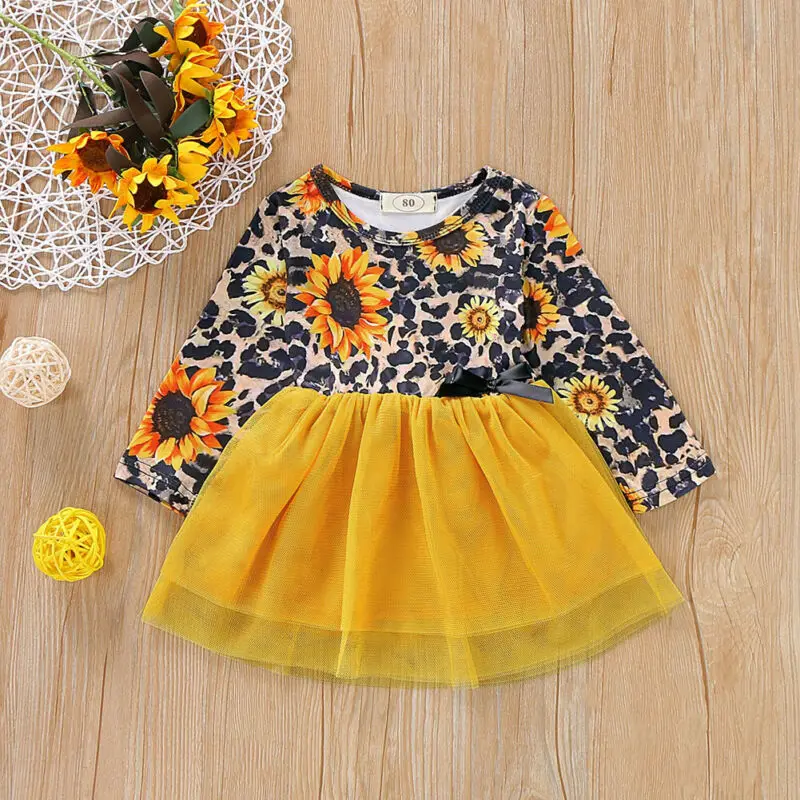 

Pudcoco Autumn Kids Baby Girl Dress Lace Tulle Party Floral Print Short Long Sleeve Dresses Clothes Sundress