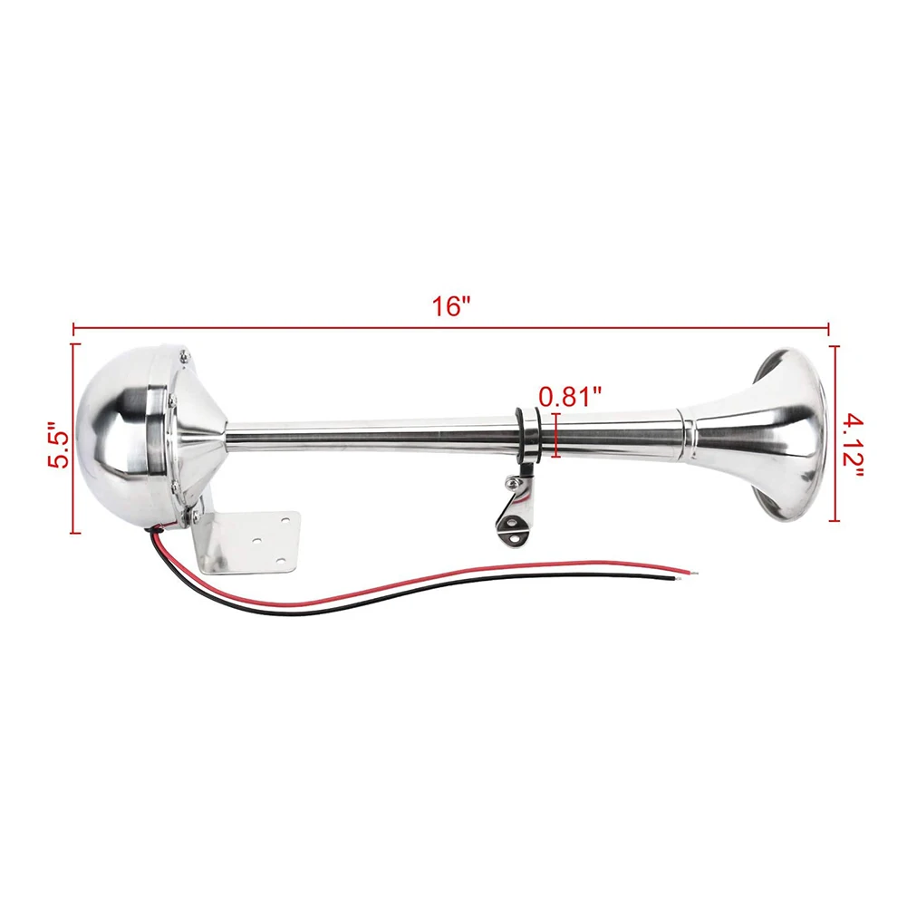 12V Poliert Edelstahl Einzigen Trompete Horn Low Ton für Marine