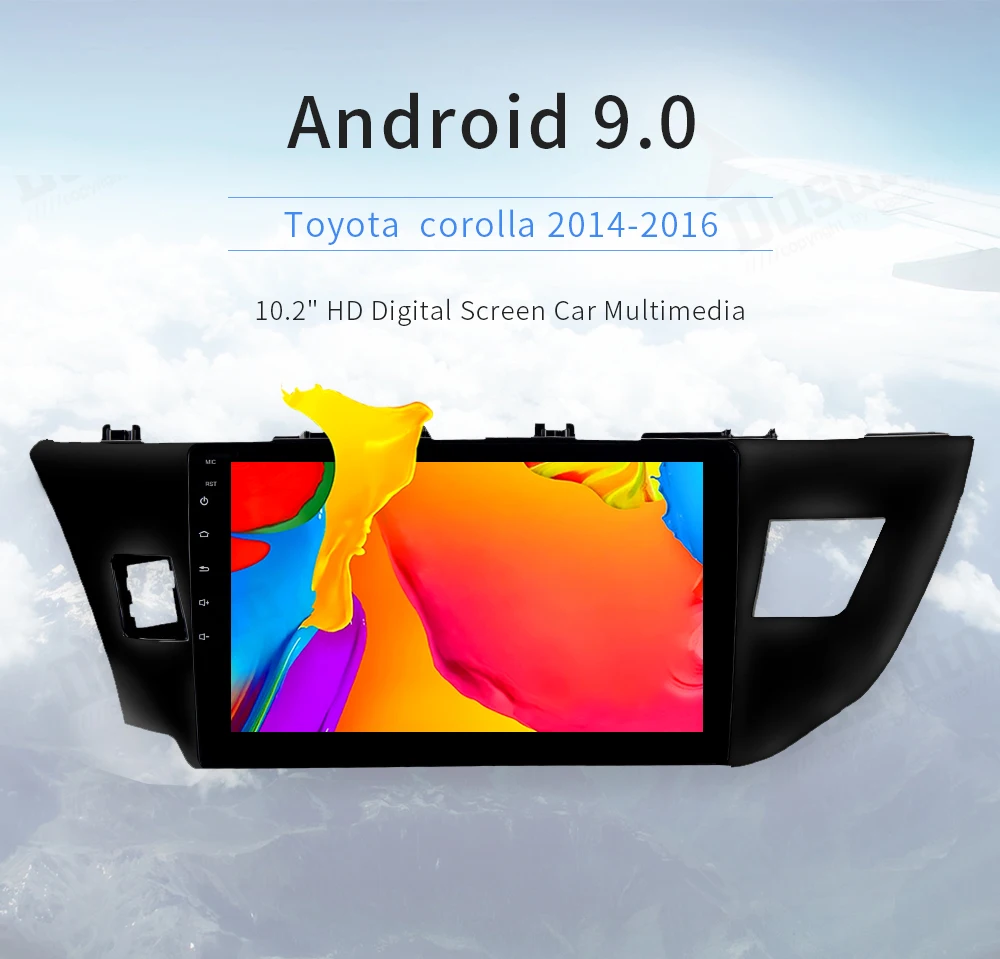 Clearance Octa Core Android 9.0 4GB RAM Car GPS bluetooth multimedia player for Toyota Corolla 2014 2015 2016 with 10.2" HD Screen 0