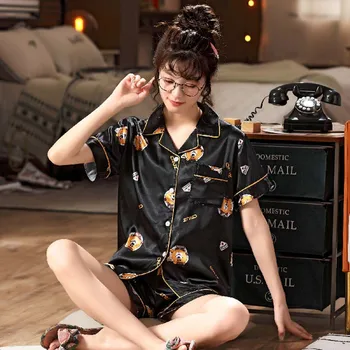 

Pajamas Spring Women Summer Pajama Sets Silk Pijama Sleepwear Pyjamas Nightwear Set Sleepwear Nightwear Pajama Sets Pyjama Femin