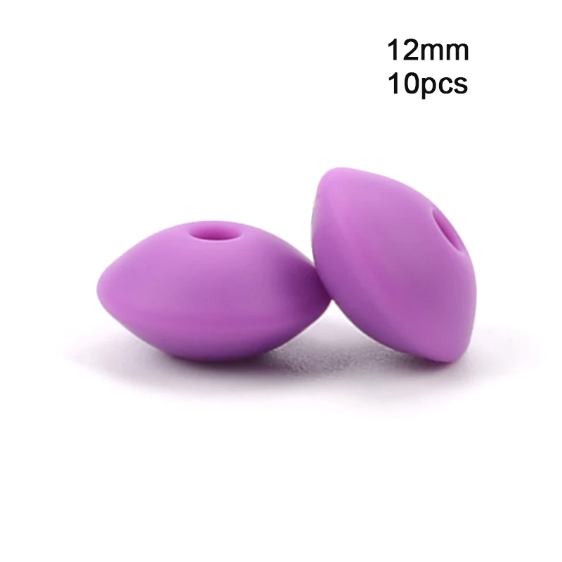medium purple LOFCA, 12 мм, 10 шт./лот, силиконовая чечевица, круглые бусины, Прорезыватель для зубов, детский прорезыватель, жевательный, BPA бесплатно, сделай сам, цепочка для соски, пищевой силикон - Цвет: medium purple