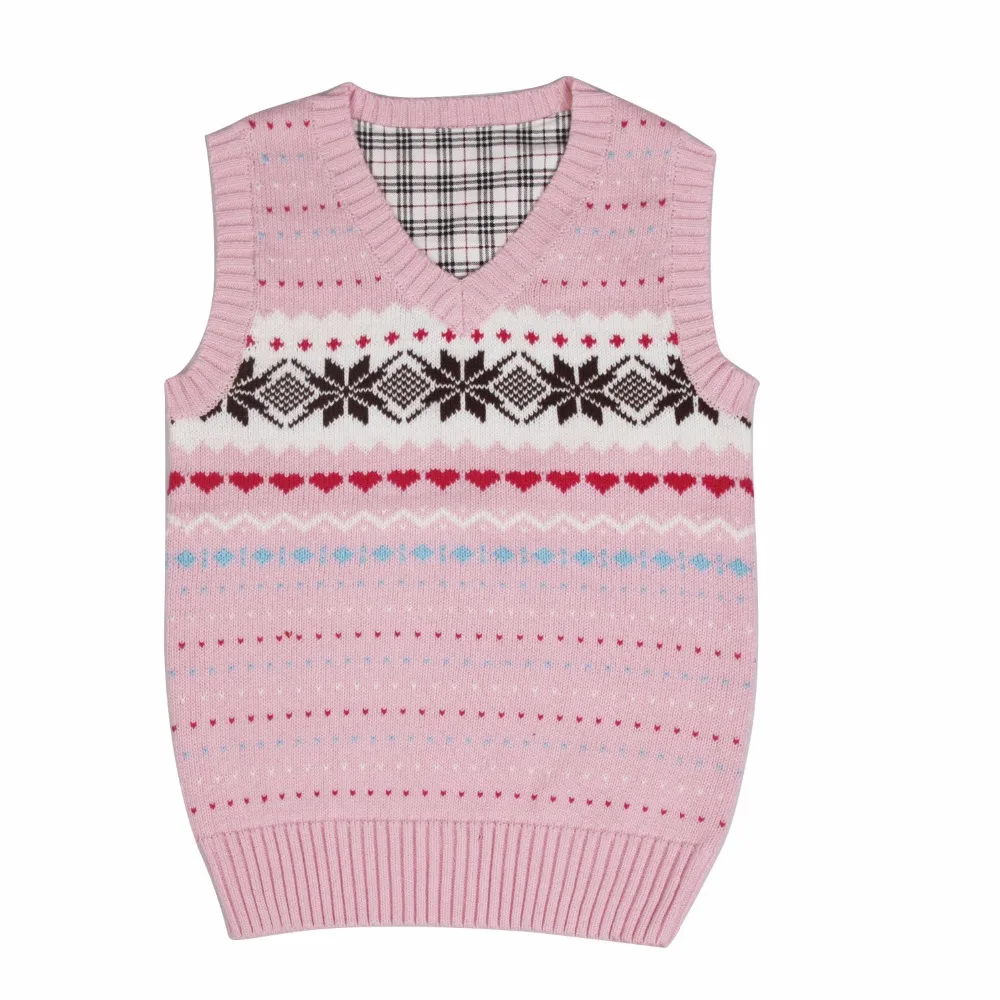 2022 Autumn Children's Clothes Girls Vests Causal V Neck Cotton Warm