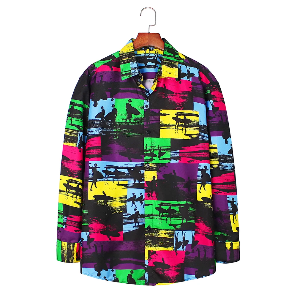 

New Fashion Shirt Men Women Casual Multicolor Plaid Graffiti Printed Hip Hop Oversize Shirts Chemise Streetwear US SIZE S-3XL