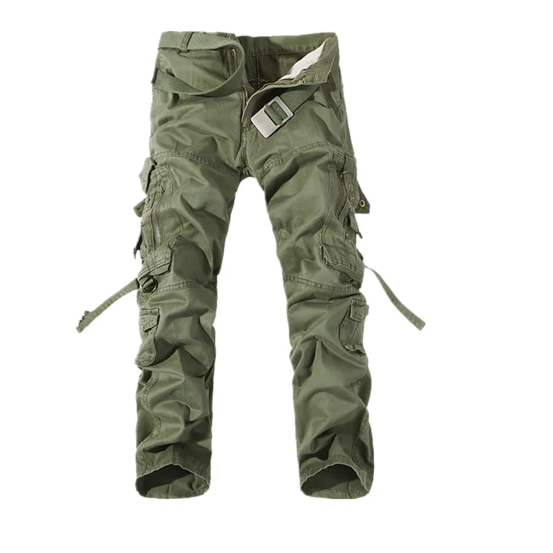Men Cargo Pants  Mens Cotton ArmyGreen Khaki Pants Male Military Overall Outdoors Tactical Pants Trousers Pantalon Hombre - 2