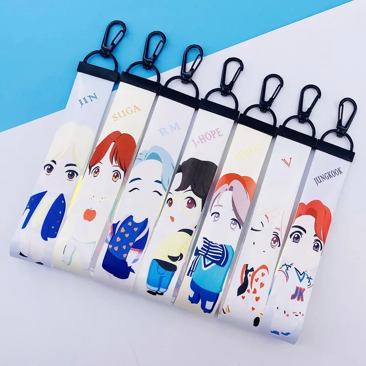 

Bangtan Boy Mobile Phone Lanyard Kpop Hand Lanyard Colorful Laser Name Bar Cartoon Lanyard