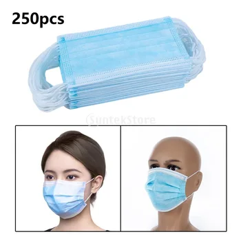 

250x 3 Ply Disposable Safety Face Masks Cover Anti Dust Cover Ear Loop Blue