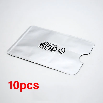 10PCS Brand New High Quality Anti Rfid Shielding Card Reader Lock Bank Card Sleeve Protection ID NFC Aluminum Credit Card Sleeve silver (10pcs)