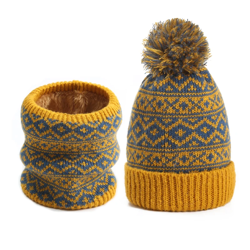 Winter Knit Set Cap Scarf For Women 