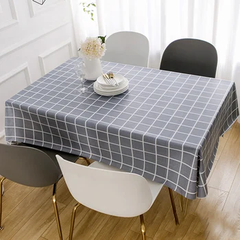 

Gray Plaid Tablecloth Nordic Table Cloth Fresh Cover Oilcloth Tablecloth PVC Plastic Tablecloth Summer Simple Table Linens L