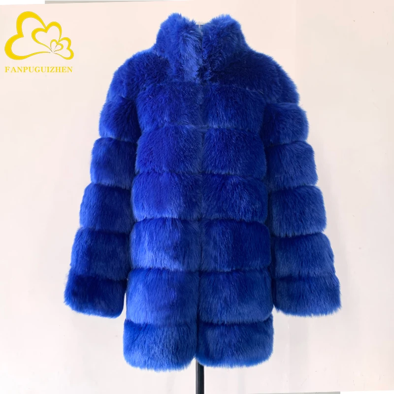 FANPUGUIZHEN S-3XL Winter Luxury Faux Fox Fur Coat Slim Long High Quality Faux Fur Jacket Women Thicken Warm Fake Fur Coats long puffer coat