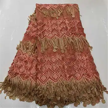 

French Lace Fabric 3D Flowers Embroidered African Tulle Lace Fabric Rhinestones African Lace Fabric For Wedding dress XS-001