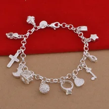 Модный Крест Звезда сердце цепочка браслет 13 кулон кристалл луна ключ Браслеты вечерние ювелирные изделия аксессуары Высокое качество