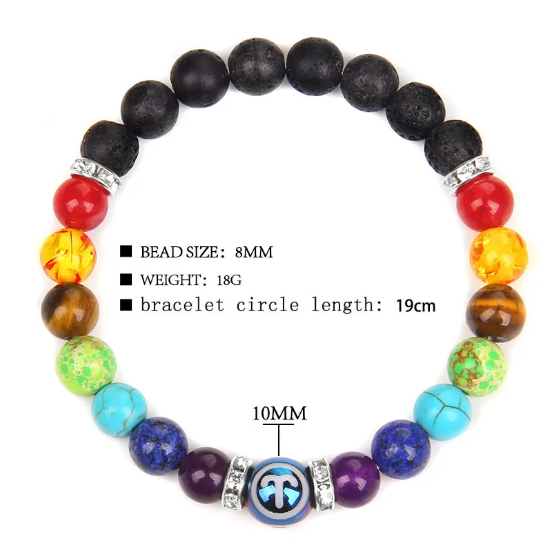 Zodiac Bracelet 7 Chakra 12 Constellation Bracelets For Women Men Lava Rock Aromatherapy Essential Oil Diffuser Yoga Bangle