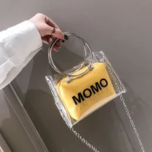 PLAY KING PVC Fashion Luxury Handbag Women Transparent Bucket Diamond Chain  Messenger Bags Jelly Small Shoulder Bag
