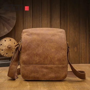 

AETOO Retro backpack, leather men's shoulder bag, leather men's messenger bag, casual business men's messenger bag